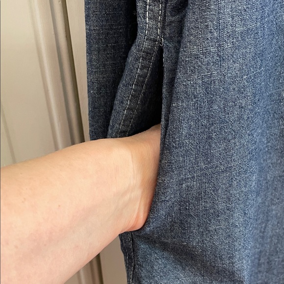 Easel Denim Blue Long Sleeve Shirt Dress - Picture 7 of 9